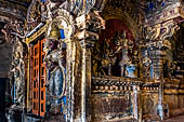 The great Chola temples of Tamil Nadu - The Brihadishwara Temple of Thanjavur. Brihadnayaki Temple (Amman temple) sculptures inside the mandapa.